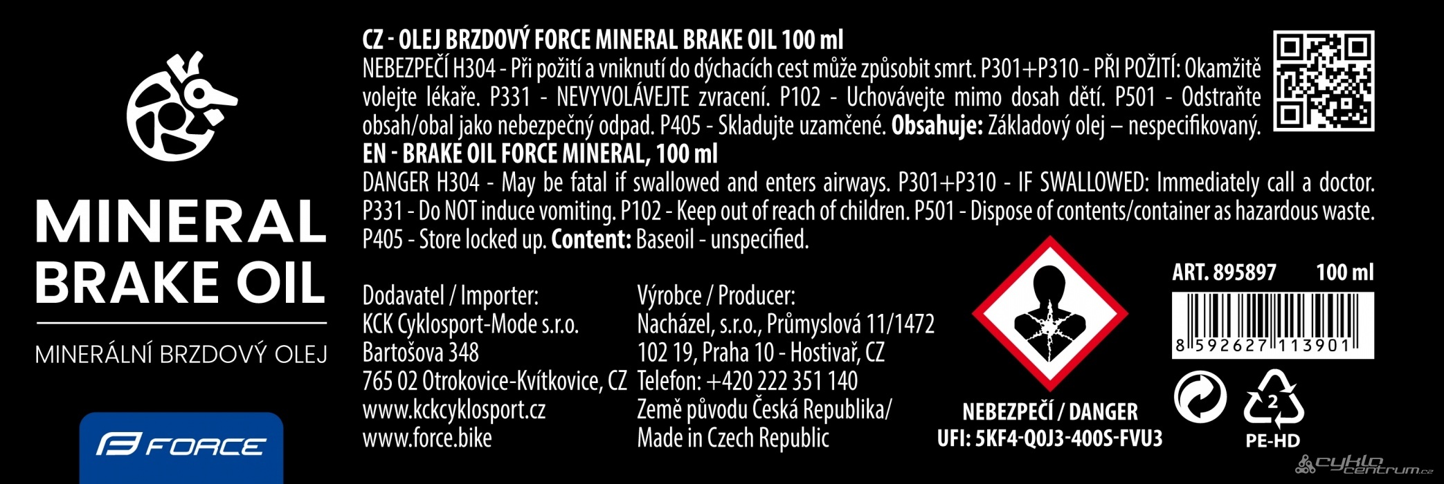 olej brzdový minerální FORCE, kapátko 100 ml