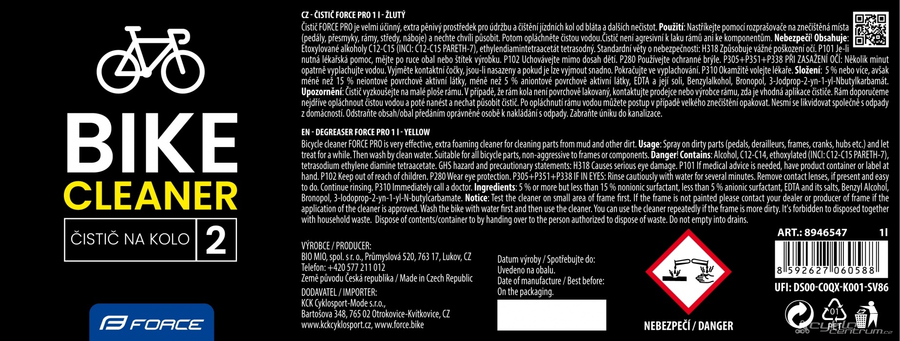 čistič FORCE PRO k doplnění - 1l - žlutý