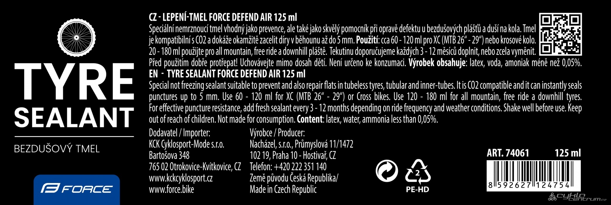 tmel FORCE pro bezdušové systémy, kapátko 125 ml